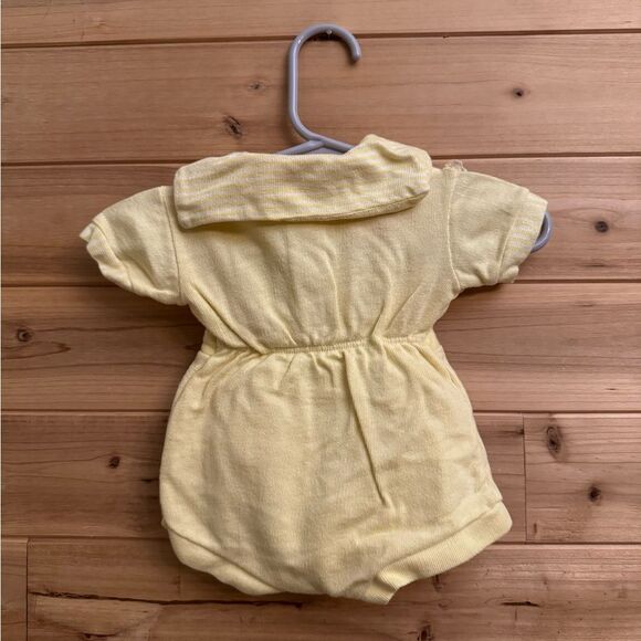 Vintage Baby Boy Newborn Bundle Yellow Blue Tan Collared Romper Outfit - Picture 9 of 16